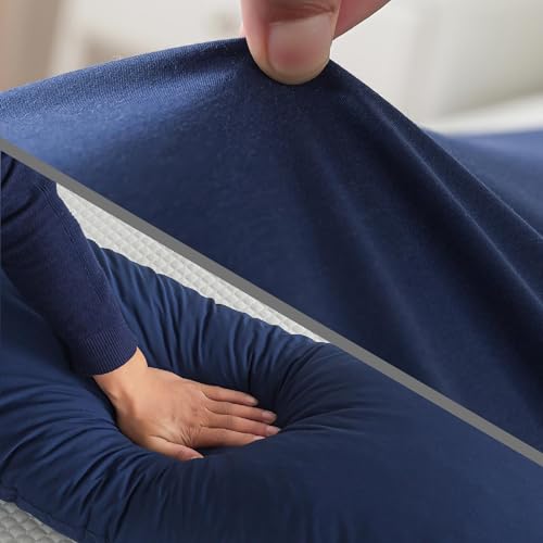 WhatsBedding Memory Foam Body Pillow with Cover, Long Bed Pillow for Adults - color: Dark Blue