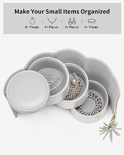 VLANDO Travel Jewelry Organizer, 3 Tier Roll Up Design, Hard Shell Storage - color: C.Grey