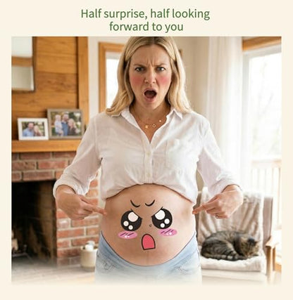 9 Sheets Pregnant Belly Stickers, Cute Cartoon Maternity Photo Props Set - style: Cute