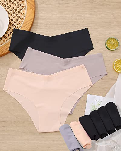 Women’s Seamless Underwear No Show Cheeky Hipster Bikini Panties 9 pack - color: Option E, size: Medium
