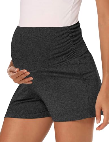Peauty Over Belly Maternity Lounge Shorts, Buttery Soft Pajama Bottoms - color: Heather Grey, size: XX-Large