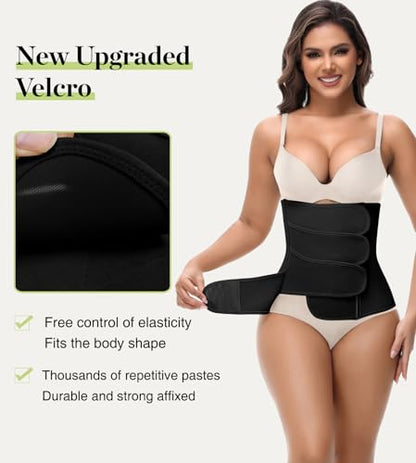 SHAPSHE Postpartum Belly Band Adjustable Wrap for Abdomen Compression - color: Black 4 Velcro, size: XX-Large