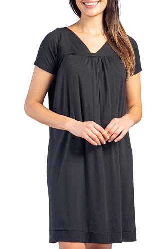 Fishers Finery Women's EcoFabric Short Sleeve Nightgown; Relaxed Fit - color: Black, size: Small