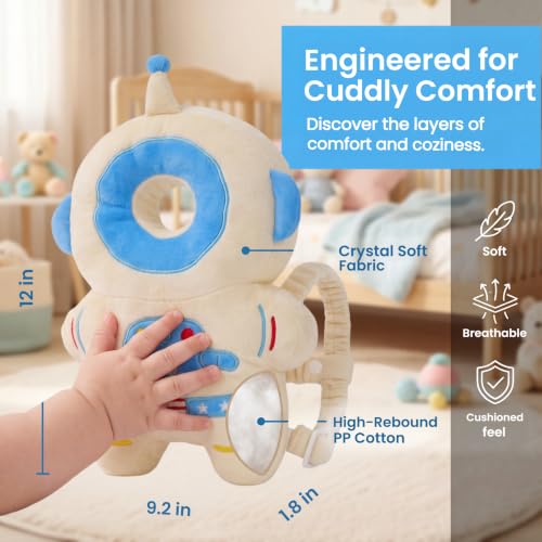 Baby Head Protector Backpack - Soft & Lightweight Fall Cushion Backpack for Toddlers Walking and Crawling(Blue Astronaut) - color: Blue Astronaut