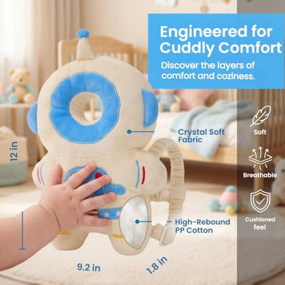 Baby Head Protector Backpack - Soft & Lightweight Fall Cushion Backpack for Toddlers Walking and Crawling(Blue Astronaut) - color: Blue Astronaut