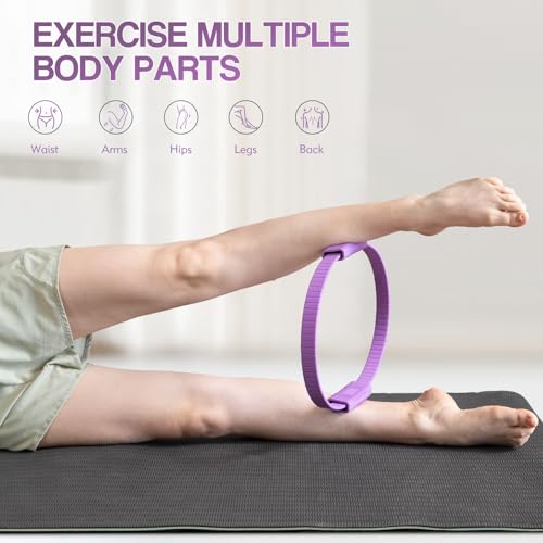Pilates Kit, 13.5" Pilates Ring with Mini Ball & Resistance Bands - color: Purple, size: Pilates Ring