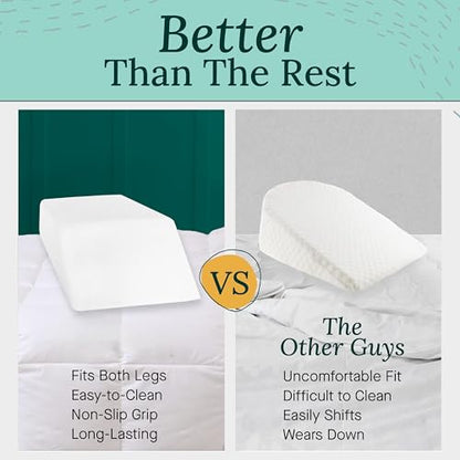 Leg Elevation Pillow for Sleeping - Supportive Bed Memory Foam Wedge Pillow for After Surgery, Circulation, Swelling, Foot & Knee Discomfort (Medium)