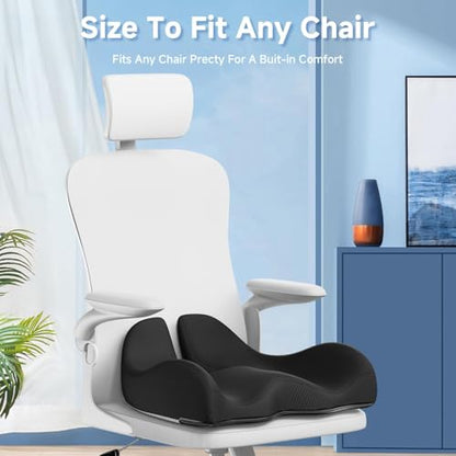 Benazcap Large Cooling Gel Memory Foam Seat Cushion for Long Sitting - color: Black