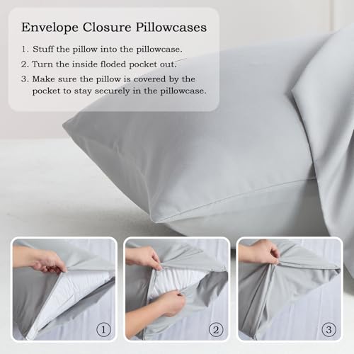 Set of 2 Brushed Microfiber Pillowcases 20x30 in Light Gray - color: Light Gray, size: Queen
