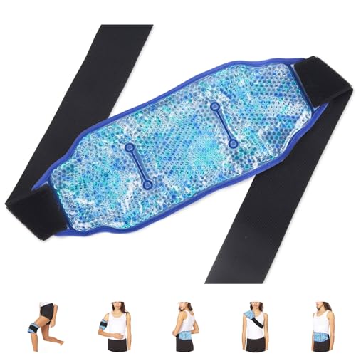 Premium Hot Cold Gel Bead Ice Pack by FOMI Care | Cool Compress for Lower Back, Shoulder, Knee, Bicep, Stomach | Coccyx, Sciatica, Tailbone Pain Relief | Flexible, Reusable Heating Pad | (Blue) - color: 1 Pack Blue - Gel Bead