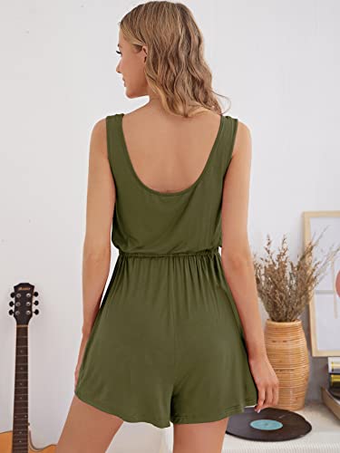 Verdusa Women's Maternity Romper Lightweight Button Jumpsuit Shorts - color: Army Green, size: Small