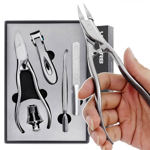 Long Handle Ingrown Toenail Clippers Set for Men Seniors - color: Metallic 5pcs
