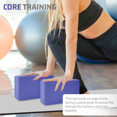 biguphate 2 Pack Yoga Blocks, 3"x6"x9" Rounded Edges Non-Slip, Yoha Bricks - color: Purple