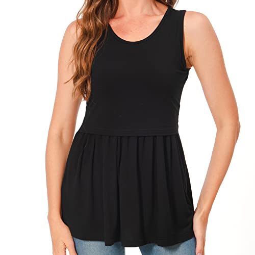 Bearsland Maternity Nursing Tank Tops - color: Black&white Stripe&white Flower, size: Small