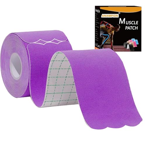 Kinesiology Tape Pro Precut 20 Strips Athletic Sports Waterproof Breathable Latex Free Tape for Ankle Wrists Knee Elastic Running Tennis Swimming Football Sports Activities Tapes (Purple） - color: Purple-1pack