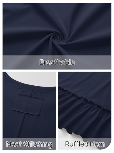 MEROKEETY Women's 2026 Summer Short Sleeve Peplum Casual Ruffle Tops - color: Navy, size: X-Large
