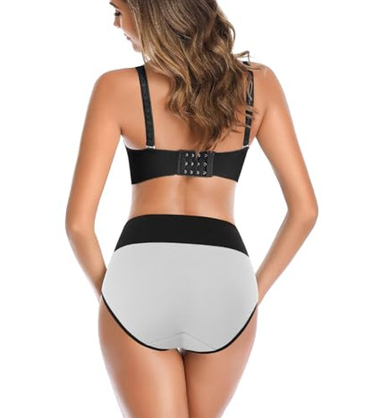 OLIKEME High Waisted Underwear for Women Tummy Control Cotton Plus Size Full Coverage Packs Ladies Panties Briefs - color: Multi-b-5 Pack, size: Large
