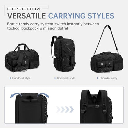 60L Gym Bag with Shoe Compartment 3 in 1 Tactical Duffle Bag - color: Khaki, size: 60L