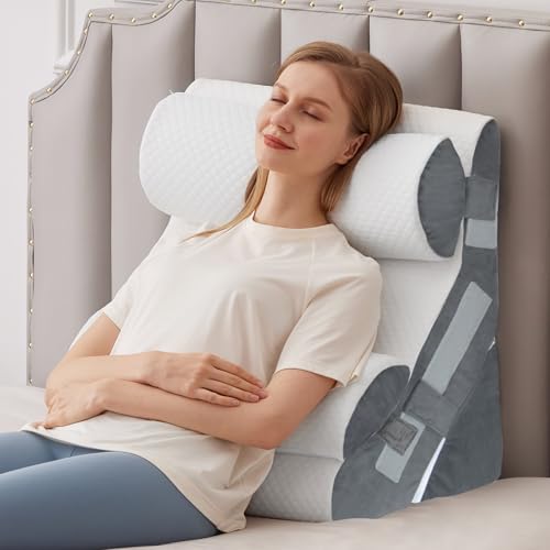 MEGCXIT Wedge Pillow Set for After Surgery, Bed Wedge, 4PCS, White/Grey - color: White/Grey, size: 4pcs
