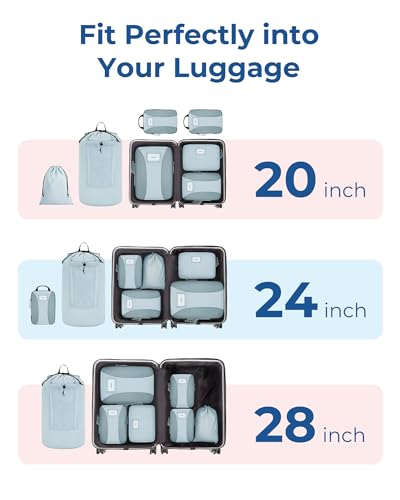 BAGSMART Compression Packing Cubes, Lightweight Travel Essentials - color: Blue, size: 8 Set