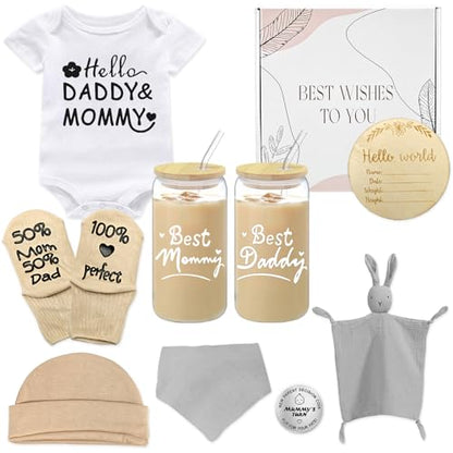 11PCS New Parents Gift Set for Couples with Glass Cups