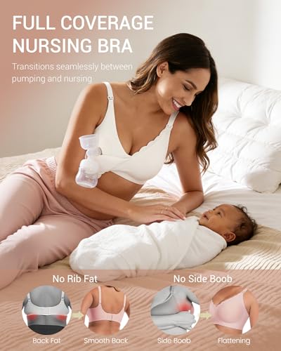 Vinfact Pumping Bra Hands Free-Adjustable Every Day Bra Holding & Breast Pump Bra Breathable Comfortable Bras - color: White, size: Large