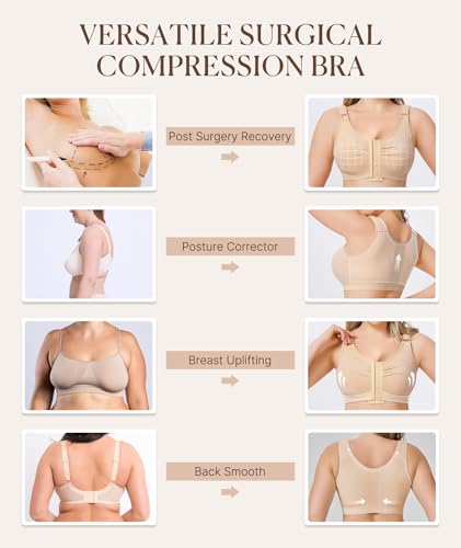 BRABIC Surgical Bra for Post Surgery Mastectomy Compression - color: Beige, size: X-Large