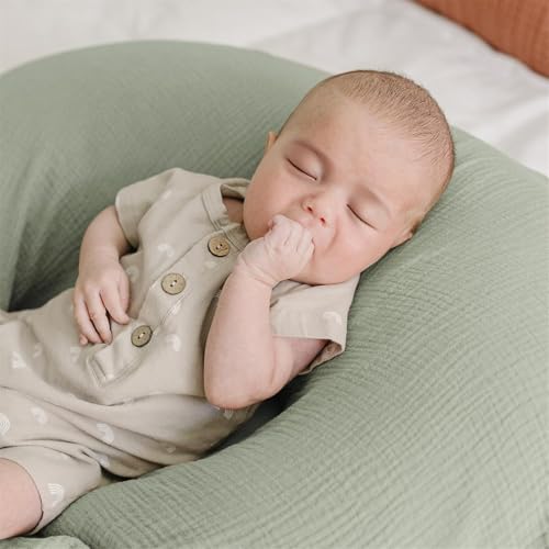Newborn Muslin Nursing Pillow Covers Baby Breastfeeding Slipcover 2 Pack - color: Cream+brown
