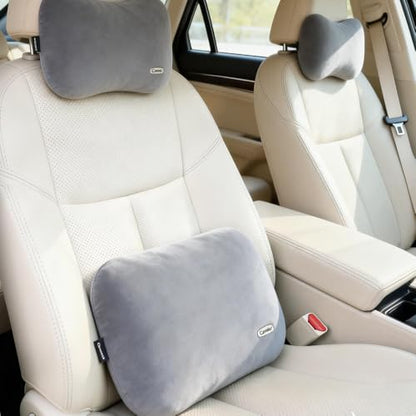 Latex Lumbar Support Pillow for Car Seat Cushion Lower Back Pain Relief - color: Grey