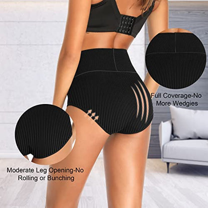 UMMISS Womens Underwear Cotton High Waisted Tummy Control Panties Plus Size Full Coverage Ladies Briefs - color: A-multi-5 Pack, size: X-Large-XX-Large
