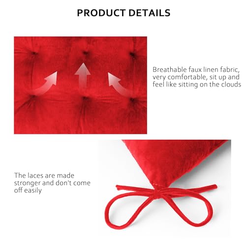 ELFJOY Rocking Chair Cushions Tufted High Back and Seat Cushion Red - color: Red