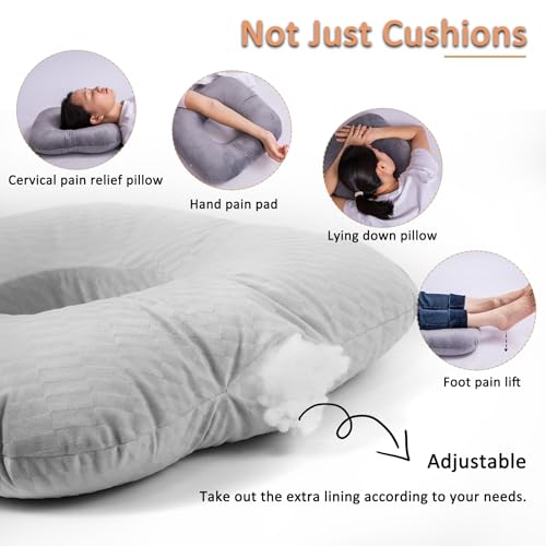Hshbxd Donut Pillow, Tailbone Cushion for Wheelchair, Office and Travel - color: Gray-diagonal Grid
