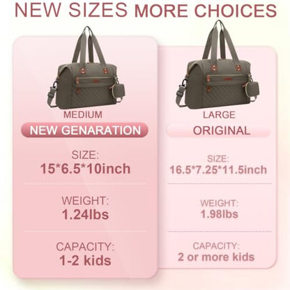 Pritent Diaper Bag Tote Waterproof Maternity Baby Bags with Pacifier Case - color: Khaki, size: Medium