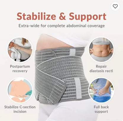 Mama Sue's Postpartum Recovery Belly Wrap Waistband or Post Surgical Adjustable Girdle, Great for Back Pain and Abdominal Compression (Small/Medium)
