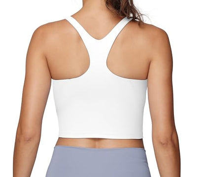 Foucome Nursing Tank Tops Racerback Longline Nursing Sports Bra - color: White, size: Small