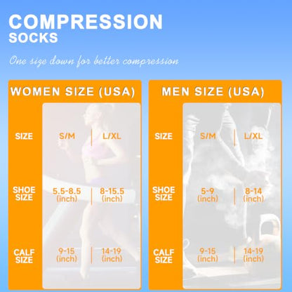 bropite Compression Socks For Women&Men,6 Pairs 20-30 mmHg Knee-High Socks - color: 01 Blackdaisy 27, size: Large-X-Large