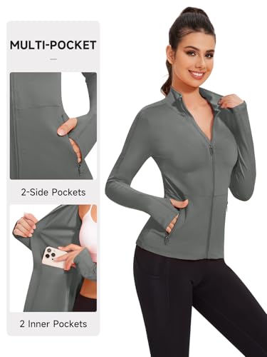 VUTRU Women's Workout Yoga Jacket Full Zip Running Athletic Track Jacket - color: A-grey, size: X-Small