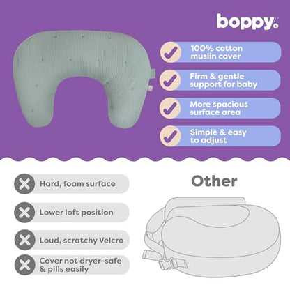 Boppy Nursing Pillow, Cotton Muslin Ergonomic Breastfeeding Support Pillow - color: Luxe - Sea Green Muslin