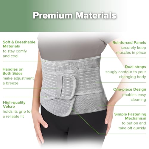 haakaa Postpartum Belly Band, Support Back & Abdomen, Help Natural Delivery & C Section Recovery,Natural Latex,One Size - color: Grey