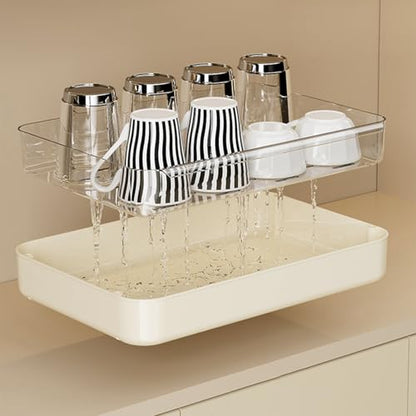 UFORU Countertop Coffee Station Organizer,Cup Rack,Mug & Wine Glass Holder - color: Cream White