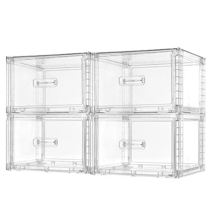 Vtopmart 4 Pack Clear Stackable Closet Storage Drawers 15QT, Medium - color: clear