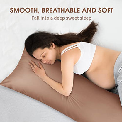 FITTIA Body Pillow Pillowcase with Envelope Closure, 20x54, 1 Pack, Brown - color: Autumn Orange