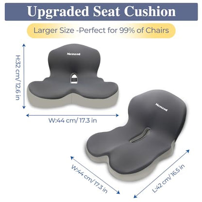 Car Seat Cushion with Lumbar Support Pillow, Seat Cushion for Driving - color: Dark Gray+light Gray