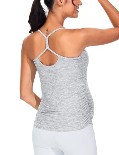 THE GYM PEOPLE Women's Maternity Tank Tops Padded Pregnancy Workout Shirts - color: Light Grey Heather, size: Medium