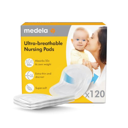 Medela Ultra-Thin Disposable Nursing Pads, Max Absorbency, 120 ct - size: 120ct, style: Ultra-Breathable