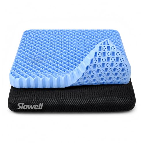 Slowell Single Layer TPE Gel Seat Cushion, Coccyx Support for Long Sitting