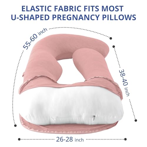 Sasttie Cooling Pregnancy Pillow Cover for 57-inch Maternity Pillow, Blush - color: Blush