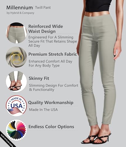 Hybrid & Company Super Comfy Stretch with Full Elastic Waist Pull On Millennium Twill Pant - color: Stone, size: Medium Long