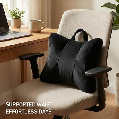 Lumbar Pillow for Car Seat and Office Chair, Classic Black - color: Classic Black