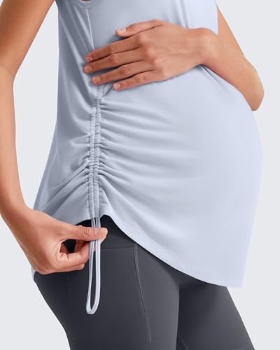 G4Free Lyocell Maternity Tank Tops Pregnancy Sleeveless Workout Shirts - color: Light Denim, size: Medium